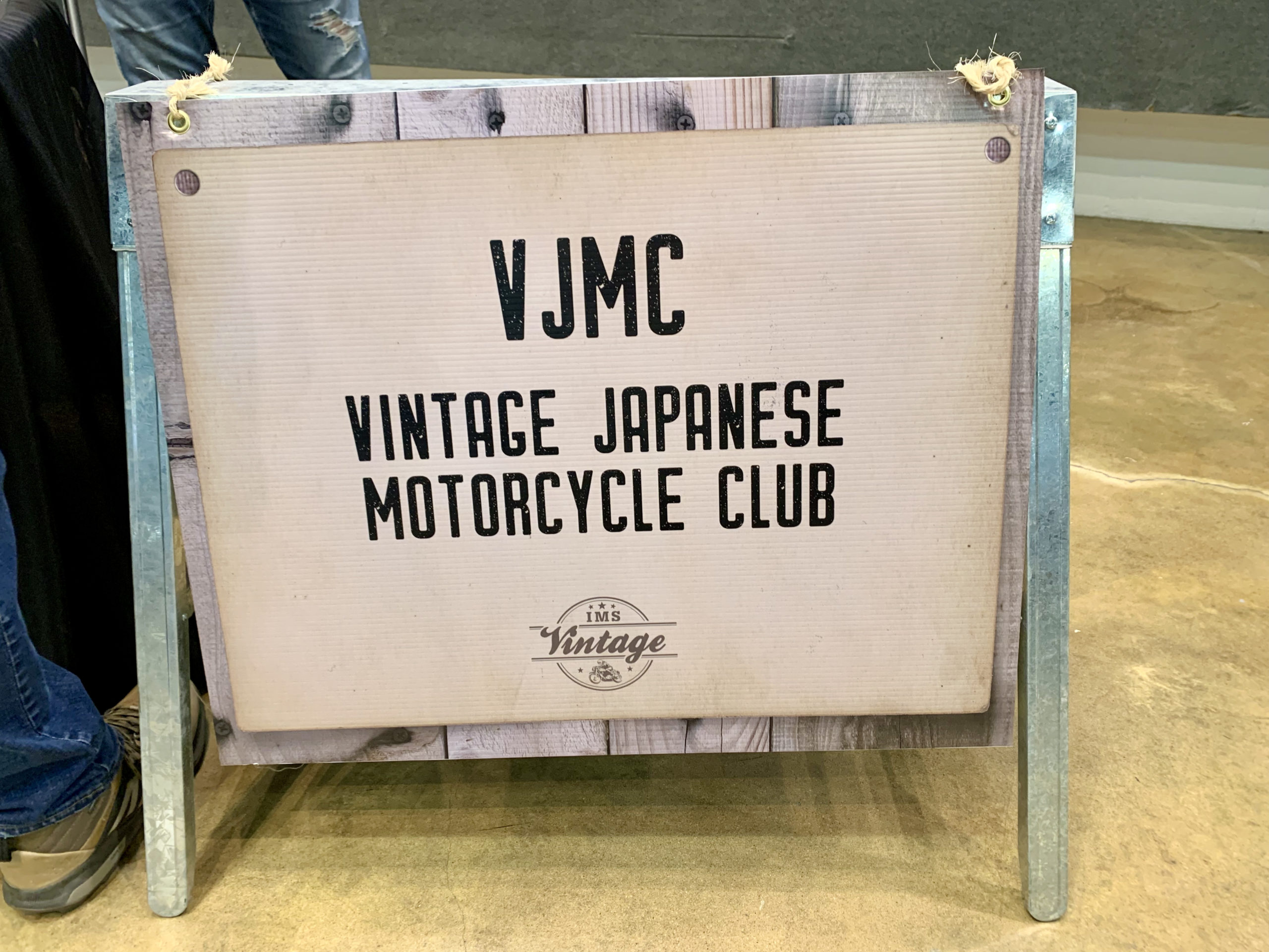 Vintage Japanese Motorcycle Club sign at IMS Outdoors 2021