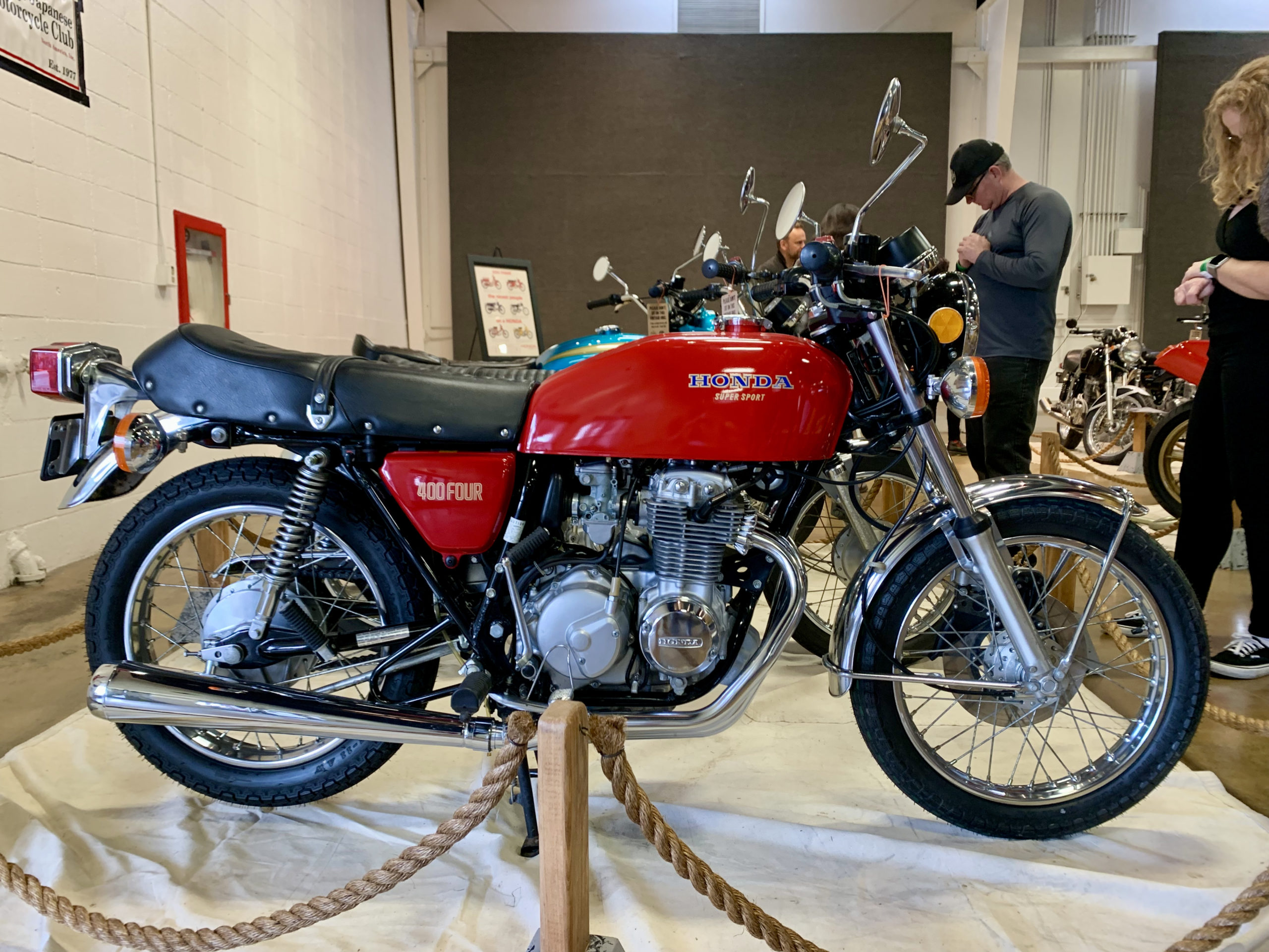 Vintage Honda Super Sport motorcycle on display at IMS Outdoors 2021