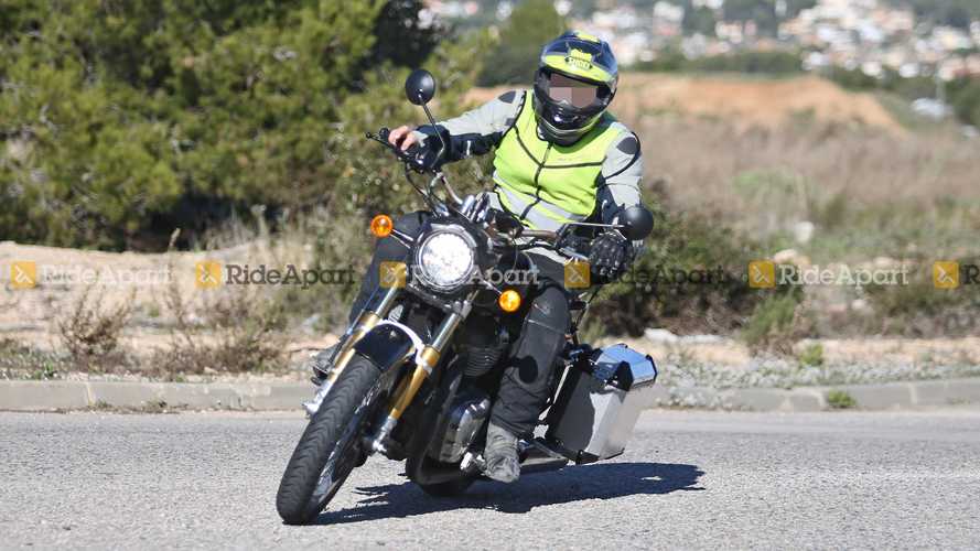 Royal Enfield 650 Twin Tourer Spy Photos - Front Angle View Riding
